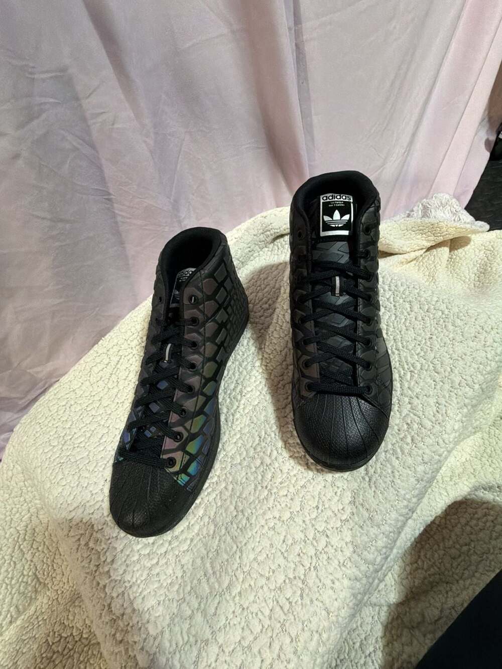 Adidas Pro Model Xeno Black Iridescent Reflective Sneakers